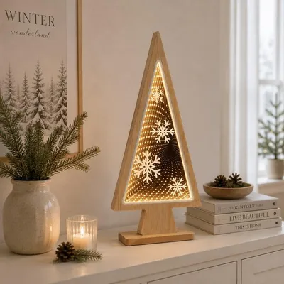Produktbild von Luca Lighting LED Leuchtdeko Tanne 50 LED warmweiss 40 cm Holz Braun
