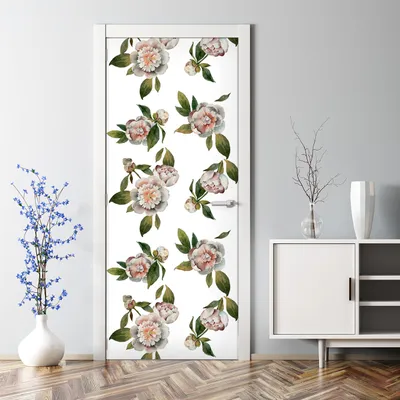 Produktbild von Dekorative Türtapete Wandtapete selbstklebend Türaufkleber Aufkleber Pfingstrosen Blumen 85 x 200 cm