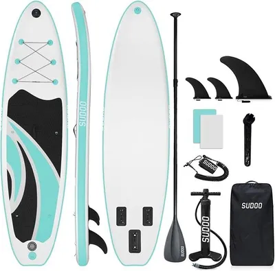 Productafbeelding van Stand-up paddleboard, 300 cm / 325 cm, opblaasbaar board voor stand-up paddle, draagvermogen tot 150 kg, complete set met peddel, vin en pomp