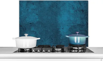 Produktbild von KitchenYeah®  Spritzschutz Küche - Küchenrückwand - Wandschutz für Herd und Spüle - Naturstein - Beton - Stein - Blau 90x60 - Alu-Dibond (Alternative zum Spritzschutz aus Glas) - Hitzebeständig - Herd
