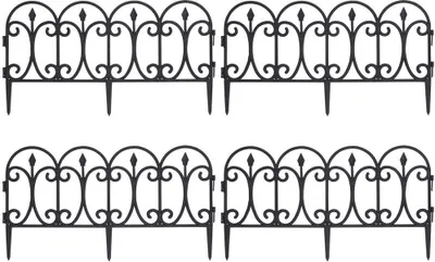 Produktbild von Palisade Gartenpalisade Beeteinfassung Beetzaun Zierzaun Rasenkante Bordüre in Schwarz 60x30 cm 4 Stück 240 cm