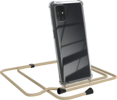Produktbild von EAZY CASE Handykette kompatibel mit Samsung Galaxy M51, Handyhülle mit Umhängeband, Handykordel, Schutzhülle Clear, Band in Blau