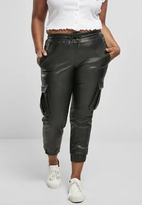 Zdjęcie produktu dla Damskie spodnie Urban Classics Ladies Faux Leather Cargo Pants, czarne – XS