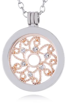 Produktbild von Morella Damen Halskette 70 cm Edelstahl mit Amulett und Coin 33 mm kosmische Sonne roségold in Schmuckbeutel