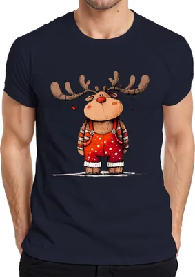 Produktbild von Niedliches Rentier Lichterkette Rotnase Weihnachten Geschenk Herren T-Shirt, Navy, 3XL