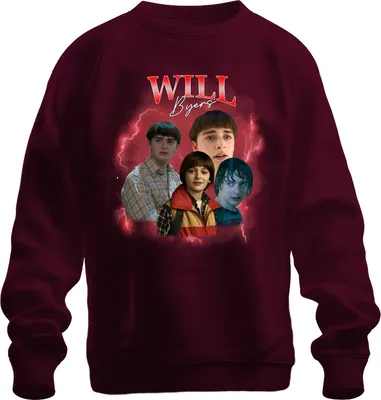 Immagine prodotto di WILL Byers Stranger Fan Geschenk Retro Vintage Serie 90s Bootleg Unisex Felpa Pullover, Borgogna, L
