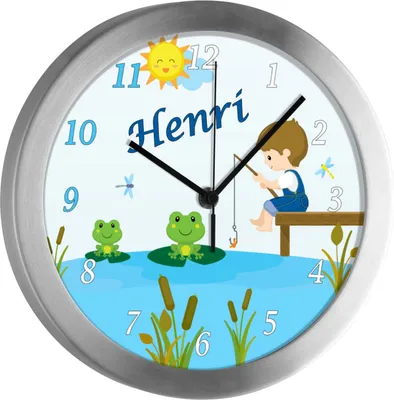 Produktbild von Kinderzimmer Funkwanduhr, Funkuhr Wanduhr Kinder, Froschteich 25 cm
