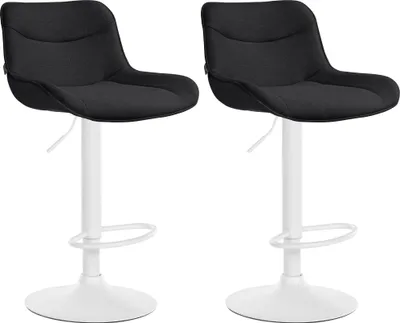Image de lot de 2 tabourets de bar Vonore tissu, couleur:crème, structure couleur:blanc