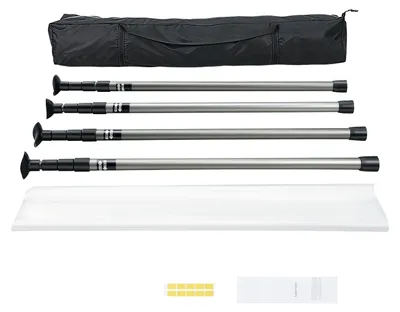 Produktbild von Staubschutzstangen, Staubschutzsystem Staubschutzwand mit 4 Teleskopstangen & Tragetasche, 4 Höhenverstellbar Max. 3,66 m, 10 x 4 m Kunststofffolie