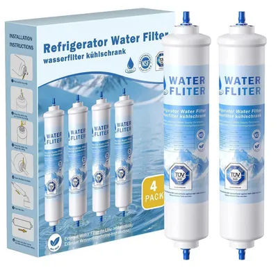 Image de Filtres à eau pour réfrigérateur, lot de 4, compatibles avec les modèles Samsung DA29-10105J, DA99-02131B, WSF-100, EF9603, et modèles LG de type "inline"