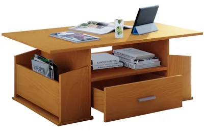 Immagine prodotto di Tavolino in legno con spazio di archiviazione sufficiente | Dimensioni ca. H. 44 x W. 110 x D. 52 cm | Tavolo soggiorno con cassetto - Junata