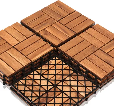 Produktbild von Jopassy 3m² Holzfliesen Akazie Mosaik Terrassenfliese 30x30 cm Fliese Stecksystem Mosaik Zuschneidbar Terrassenfliesen Terrasse Balkon