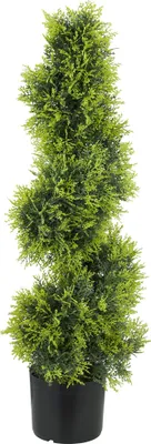 Produktbild von Künstliche Zypresse 90cm Kunstpflanze in Spiralform, Plastik Künstliche Pflanzen im Topf, Moderne Dekoration