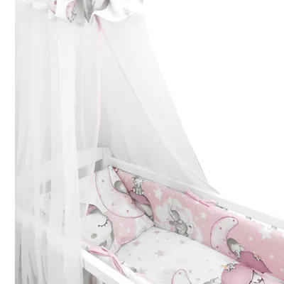 Produktbild von Baby-Delux Wiegenset Bettwäsche Set 6-tlg für Babywiege Elefant Mond (ohne Wiege)