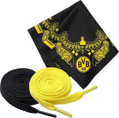 Produktbild von Borussia Dortmund BVB Bandana Halstuch Tuch + 2 Paar Fan-Schnürsenkel 2# 5#