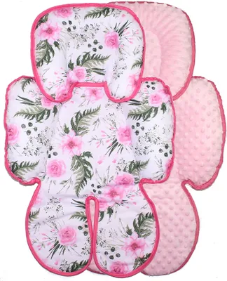 Produktbild von Sitzverkleinerer MINKY Einlage Baby Kind für Auto Kindersitz Babyschale Einsatz 5. Flowers + Rosa