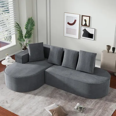 Produktbild von Vollkomprimiertes knochenloses Sofa,Modulares Kombinationssofa (L-Liegestühle), modernes Cloud-Kombinationssofa (Tiefsitze), Schwammkompressionssofa (ohne Montage)