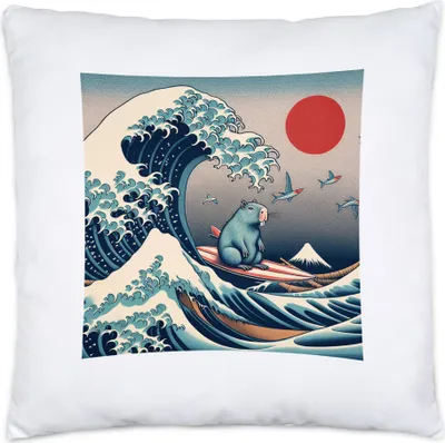 Produktbild von Capybara auf der Welle Kissen Wasserschwein Japan Surfen Kanagawa Retro