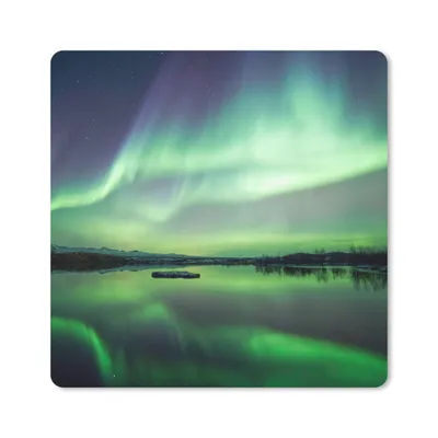 Produktbild von MuchoWow® Mauspad Mousepad Nordlicht - See - Island - Grün - Wald - Schnee 30x30 cm - Mousepads - Maus Mat - Pad - Mausunterlage - Gaming