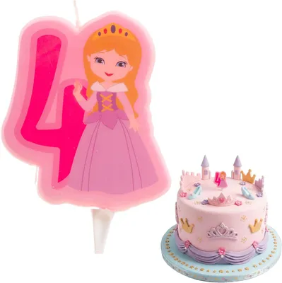 Productafbeelding van Verjaardagskaars Prinses Nummer 4 voor Taart 7 cm