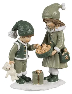 Immagine prodotto di Clayre & Eef Figura decorativa Bambini 10x5x13 cm Poliresina verde