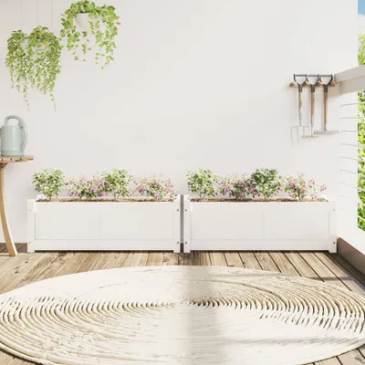 Produktbild von Pflanzkübel 2 Stk. Weiß Massivholz Kiefer
