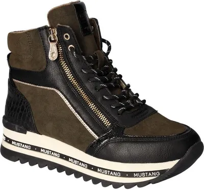 Produktbild von Mustang Damen Stiefelette Schnürboots Plateau Reißverschluss 1364-504, Größe:41 EU, Farbe:Grün