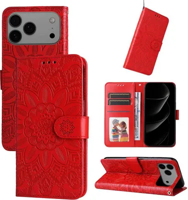 Produktbild von Mobigear Sunflower iPhone 17 Pro Max Hülle Klapphülle Geldbörse - Rot