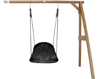Productafbeelding van AXI Nestschommel Roxy met frame van hout in bruin | Schommel met muurbevestiging voor kinderen met nest schommelzitje | Schommelset enkel aan muur voor tuin / buiten