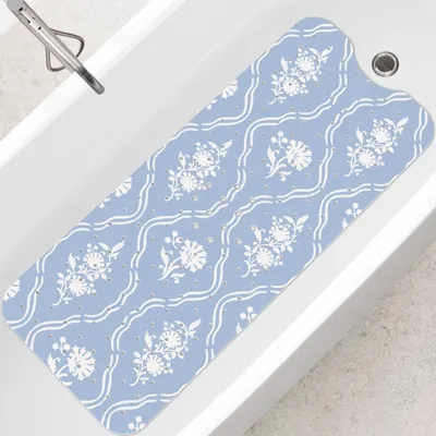 Produktbild von Badewannenmatte rutschfest Blau 100 x 40 cm Schimmelresistent Antibakteriell