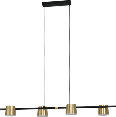 Produktbild von EGLO LED Hängelampe Altamira, Pendelleuchte Esstisch, Deckenlampe hängend, Stahl in schwarz, messing, Kunststoff in weiß GU10 Fassung, L 115,5 cm