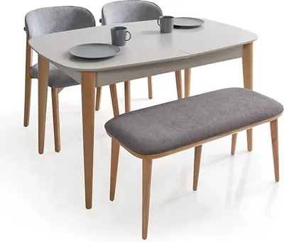 Produktbild von Esszimmergruppe Esszimmer Set Esstisch Ausziehtisch 2x Stühle Bank Küche