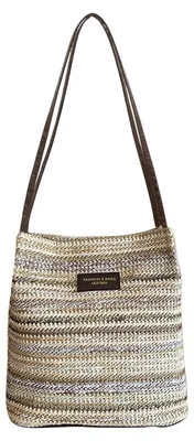 Produktbild von RFVTGB Strohtasche Damen Boho Stil, Vintage Strandtasche, Stroh Handtasche