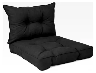 Produktbild von Stuhlkissen 2er Set 1x Sitzkissen 60x60x10 cm + 1x Rückenlehne 60x40x10 cm | Wasserabweisendes Loungekissen | Outdoor Auflagen für Gartenstuhl und Rattanmöbel | | Hergestellt in der EU | Anthrazit
