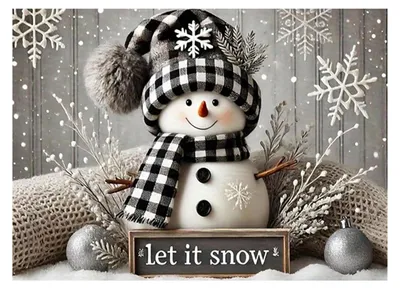 Produktbild von 5D Diamond Painting Set - Motiv Schneemann - DIY Bastelset für Wanddekoration - 40 x 30 cm