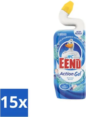 Produktbild von Toilettenente - Aktionsgel Marine Wave - Toilettenreiniger - Meeresduft & Tiefenreinigung - 750 ml - Vorteilspack - 15 Stücke