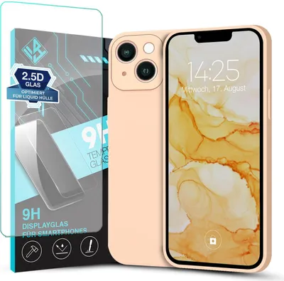 Produktbild von Hülle für Apple iPhone 13 mit 9H Displayglas Displayschutz Plus Case Cover Bumper Silikon Softgrip Schutzhülle Farbe: Rosa