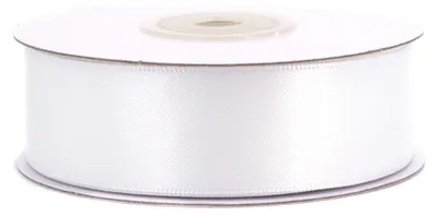 Produktbild von Doppelseitiges Satinband 25mm x 20m Rolle Weiß