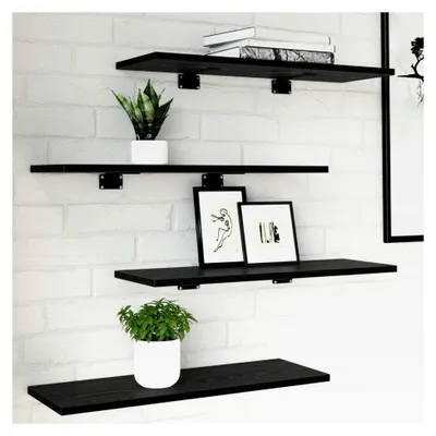 Produktbild von Schwarzes Holzwerkstoff-Bücherregalbrett 60x20x1,5 cm