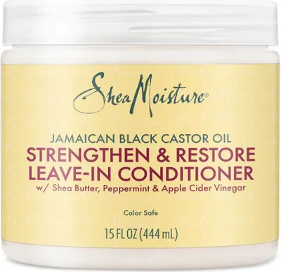 A product shot of a Shea Moisture hair conditioner jar.