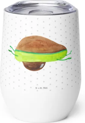 Produktbild von Mr. & Mrs. Panda Thermo Becher Avocado Yoga - Weiß - Geschenk, Haha, Hilfe, Humor, glühweinbecher, Thermobecher, Sport, Isolierbecher, thermosbecher, kaffee tasse, Bauch