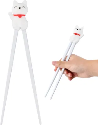 Imagen del producto de Palillos reutilizables, antideslizantes, para niños, de color blanco, ideales para comida asiática