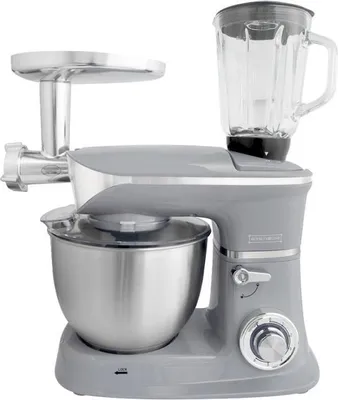 Productafbeelding van Keukenmachine 3-in-1 Royalty Line RL-PKM1900.7BG, 1900W, 6,5 liter, met mixer, blender en vleesmolen, zilverkleurig