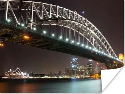 Produktbild von MuchoWow® Poster Brücke - Nacht - Skyline 40x30 cm - Plakate für die Wände - Poster Wohnzimmer