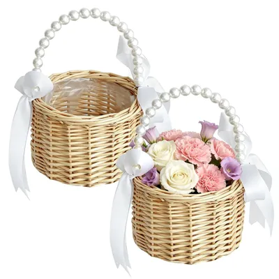 Imagen del producto de Juego de 2 cestas de flores trenzadas para bodas y fiestas