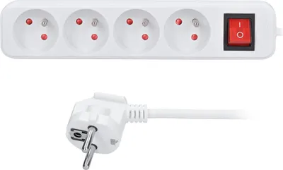Produktbild von Solight Verlängerungskabel, 4 Steckdosen, weiß, Schalter, 7m