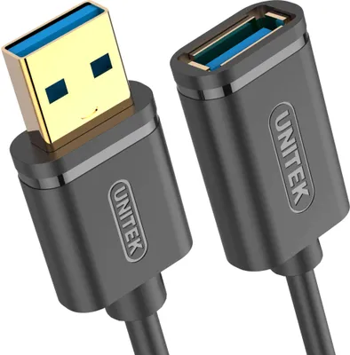 A close-up studio shot of a USB extension cable.