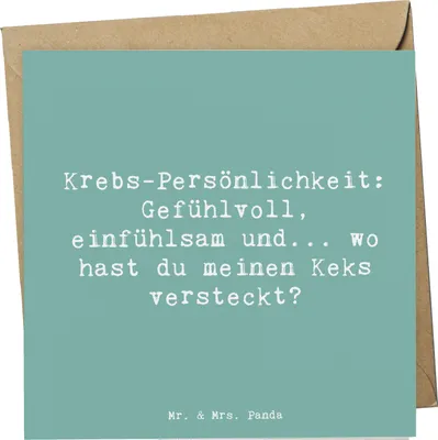 Produktbild von Mr. & Mrs. Panda Grußkarte Spruch Krebs Gefühlswelt - Meeresbrise - Geschenk, doppelkarte, Klappkarte, anlasskarte, Geschenke Astrologie, Einfühlungsvermögen, fürsorglich