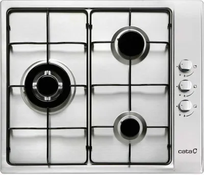 Produktbild von CATA GI 6021 X, Schwarz, Edelstahl, Integriert, 60 cm, Gaskochfeld, Edelstahl, 3 Zone(n)