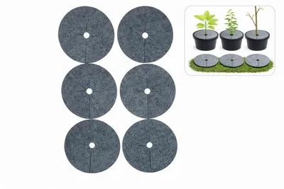 Produktbild von Set von Anti-Unkraut-Scheiben 6 Stück Mulchen grau fi 15 cm